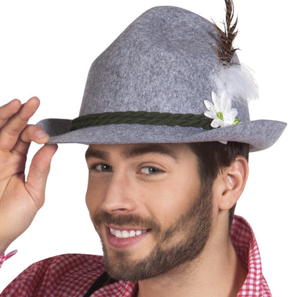 Chapeau Oktoberfest Tiroler Gris plume