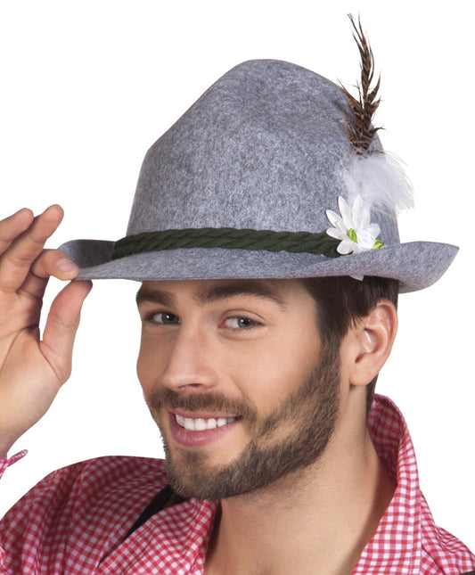 Chapeau Oktoberfest Tiroler Gris plume