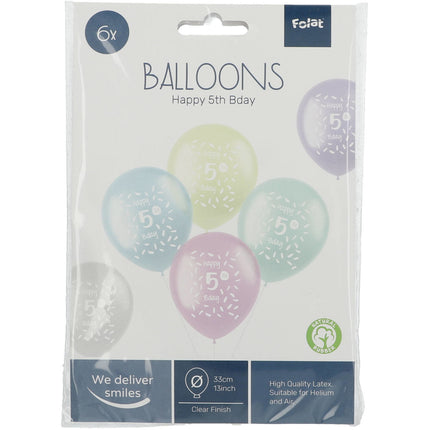 Ballons Happy 5Th Bday 33cm 6pcs