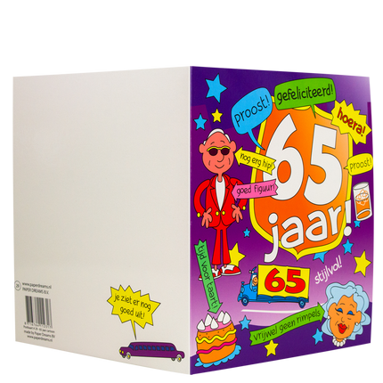 Carte d'anniversaire 65 Years Cartoon 16.5cm