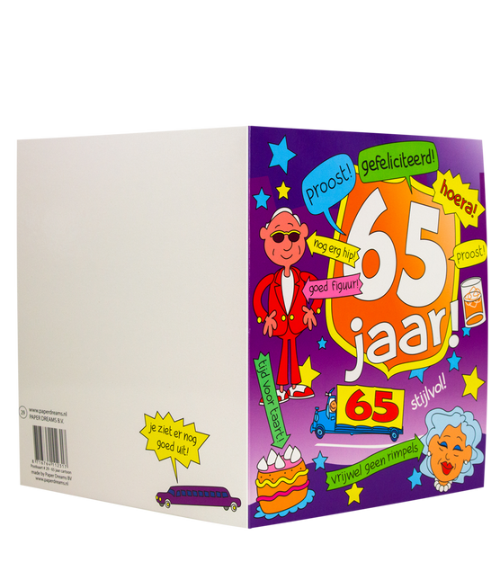 Carte d'anniversaire 65 Years Cartoon 16.5cm