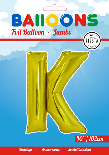 Ballon de baudruche Lettre K Or XL 102cm vide