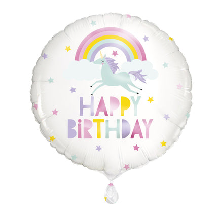 Ballon à l'hélium Happy Birthday Unicorn White 45cm empty