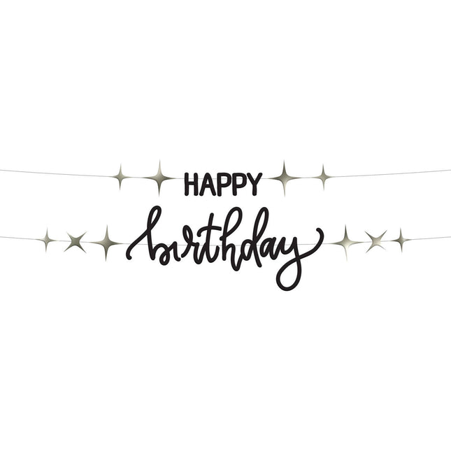 Guirlande de lettres Happy Birthday Noir 1.5m