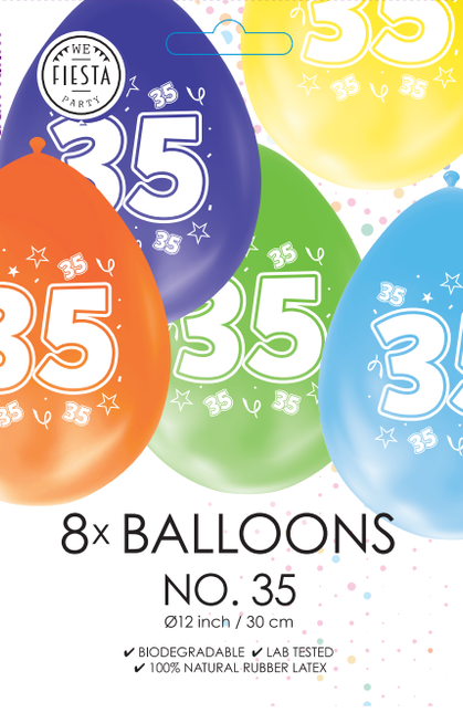 Ballons colorés 35 ans 30cm 8pcs