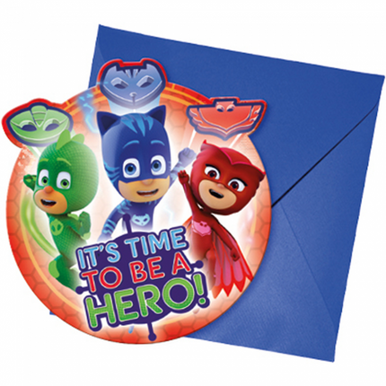 Invitations Pj Masks 6pcs