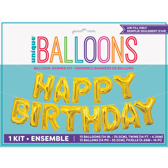 Ballon de baudruche Happy Birthday Or Vide 4.31m