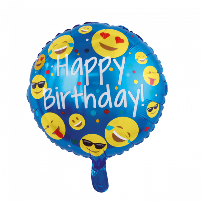 Ballon à l'hélium Happy Birthday Emoji 45cm vide