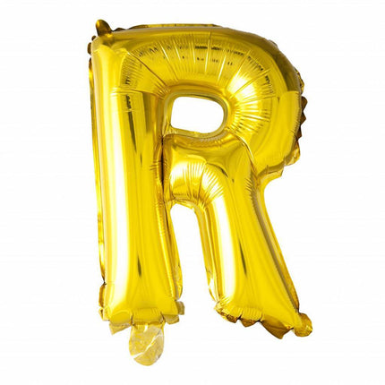 Ballon de baudruche Lettre R doré 41cm avec paille