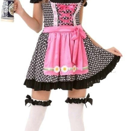 Robe Dirndl Oktoberfest Noir Blanc Pois