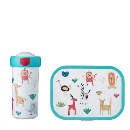 Ensemble pour le déjeuner Tasse d'école et boîte à lunch Animal Friends