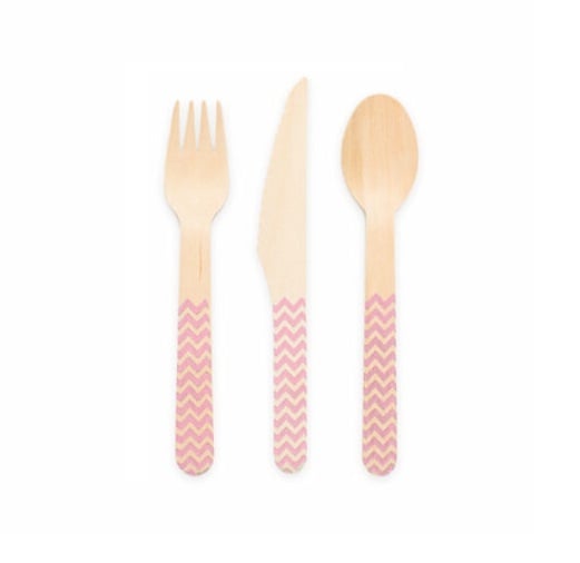 Set de couverts en bois rose clair 18 pièces