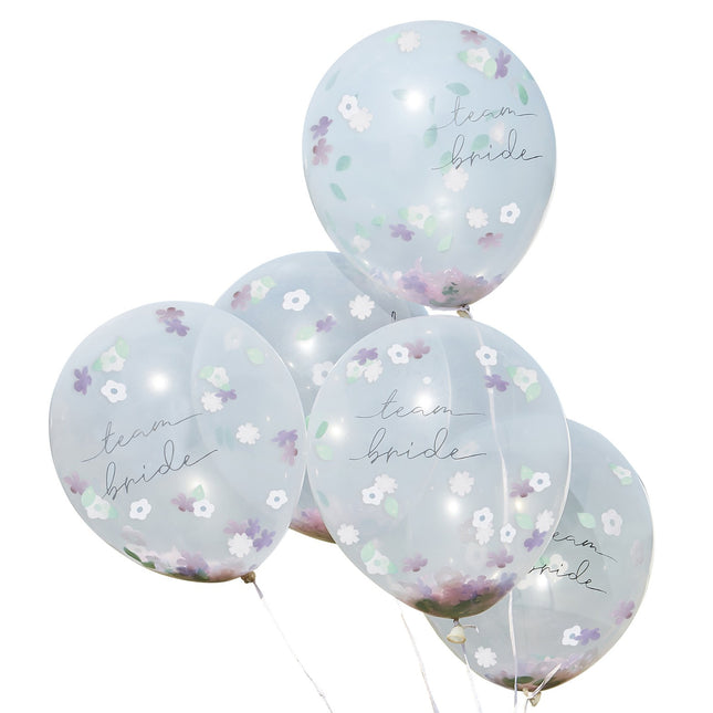 Ballons confettis Team Bride Flowers 30cm 5pcs