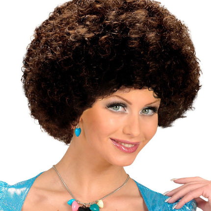 Perruque brune afro unisexe