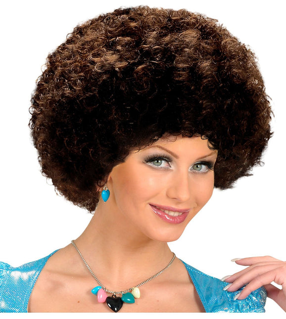 Perruque brune afro unisexe