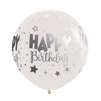 Ballons Happy Birthday Fantasy Encre Métallique Transparente 61cm 3pcs