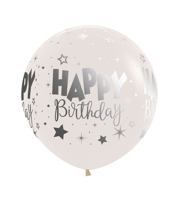 Ballons Happy Birthday Fantasy Encre Métallique Transparente 61cm 3pcs