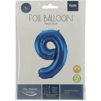 Ballon de baudruche Figure 9 Bleu Métallique XL 86cm Vide