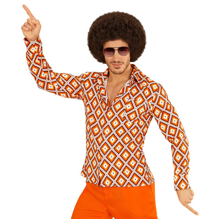 Chemisier Disco 70S Orange Plaid Hommes