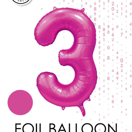 Fuchsia Figure Balloon 3 Years Gloss 86cm