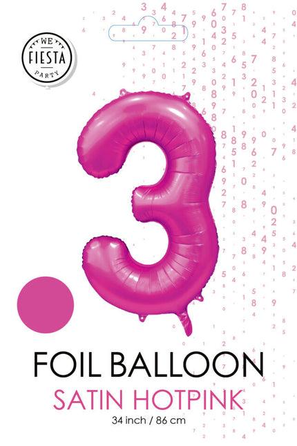 Fuchsia Figure Balloon 3 Years Gloss 86cm