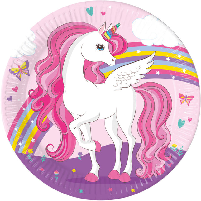 Assiettes Licorne Arc-en-ciel 23cm 8pcs