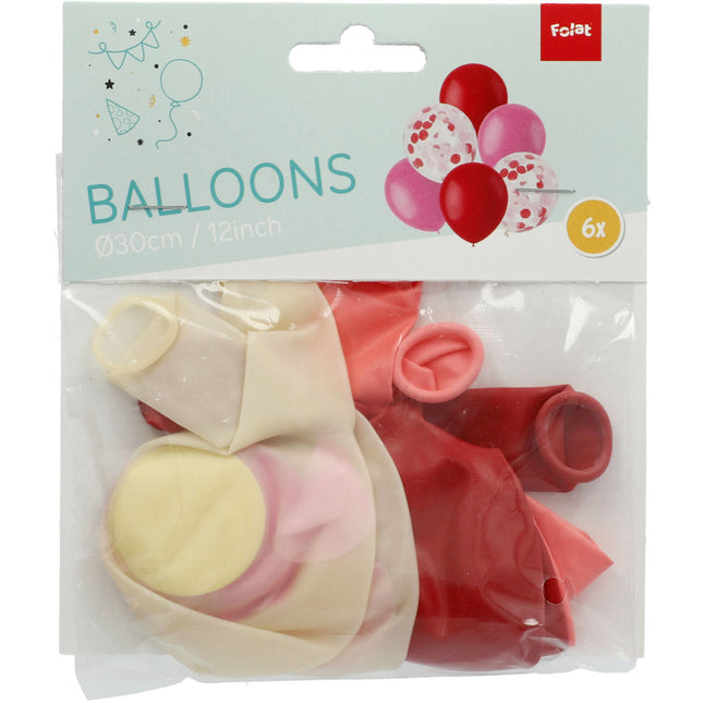 Ballons Mix Rouge & Rose 30cm 6pcs