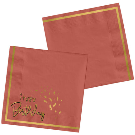 Serviettes de table Happy Birthday Rouge Or 33cm 20pcs