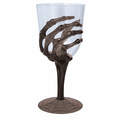 Verre à vin Halloween Main squelette 18.5cm