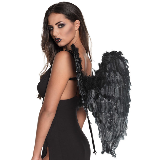 Ailes d'ange plumes noires 65cm