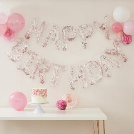 Guirlande de lettres Happy Birthday Confetti 2m