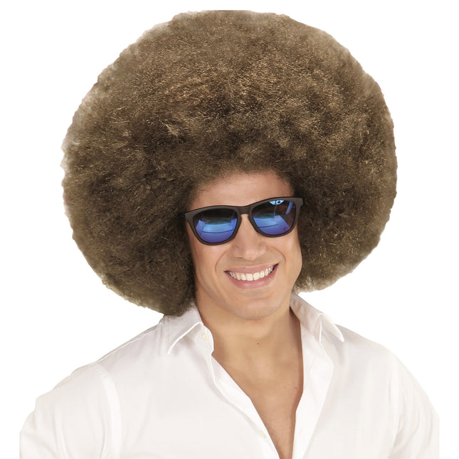 Perruque brune Afro Extra Big