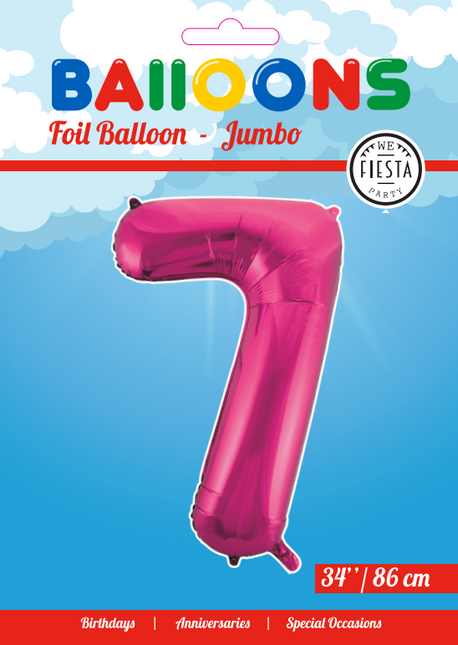 Ballon de baudruche Figure 7 Fuchsia XL 86cm vide