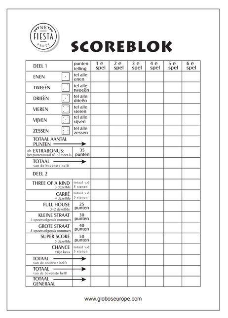 Yahtzee Bloc-notes 21cm 50 pages