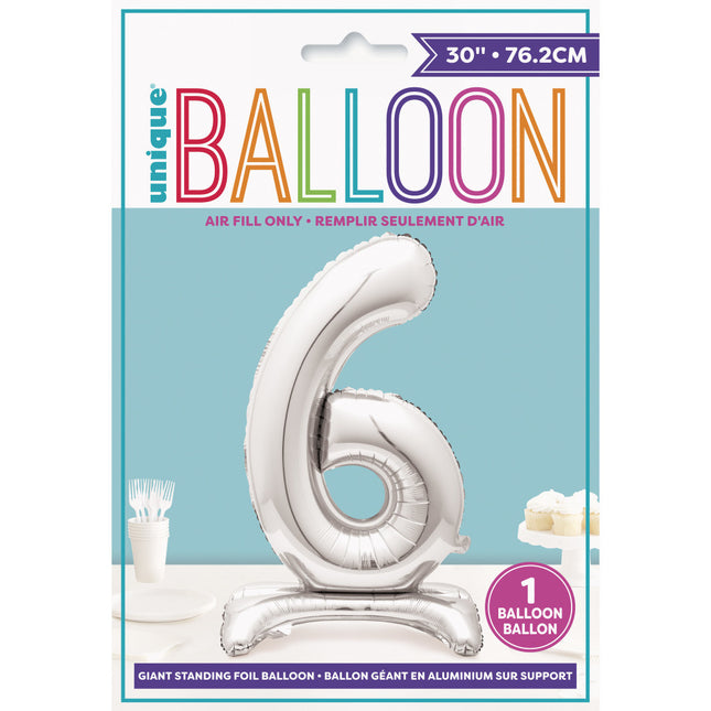 Ballon de baudruche Figure 6 Silver Standard 76cm