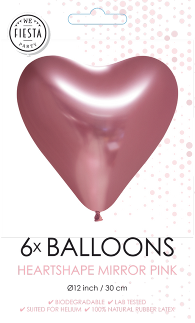 Ballons en forme de coeur rose 30cm 6pcs