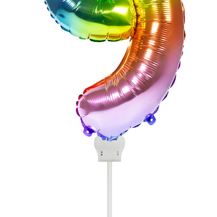 Ballon de baudruche Figure 9 Arc-en-ciel 36cm avec bâton