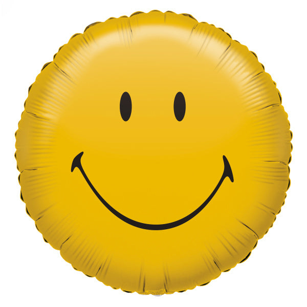 Ballon à l'hélium jaune Smiley vide 43cm