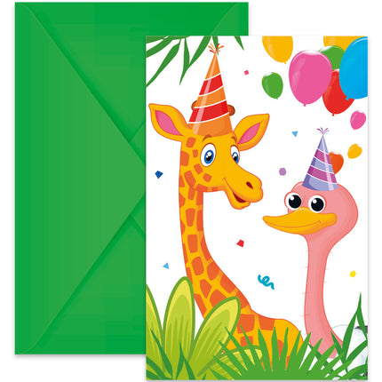 Invitations animaux de la jungle 6pcs