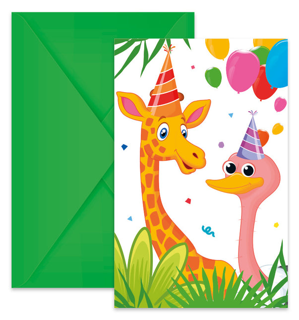 Invitations animaux de la jungle 6pcs