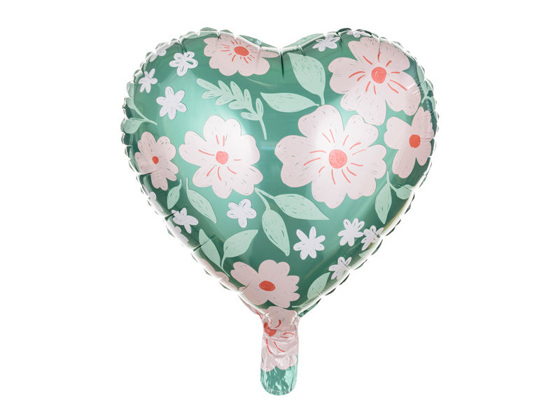 Ballon à l'hélium Coeur Fleurs Vide 45cm