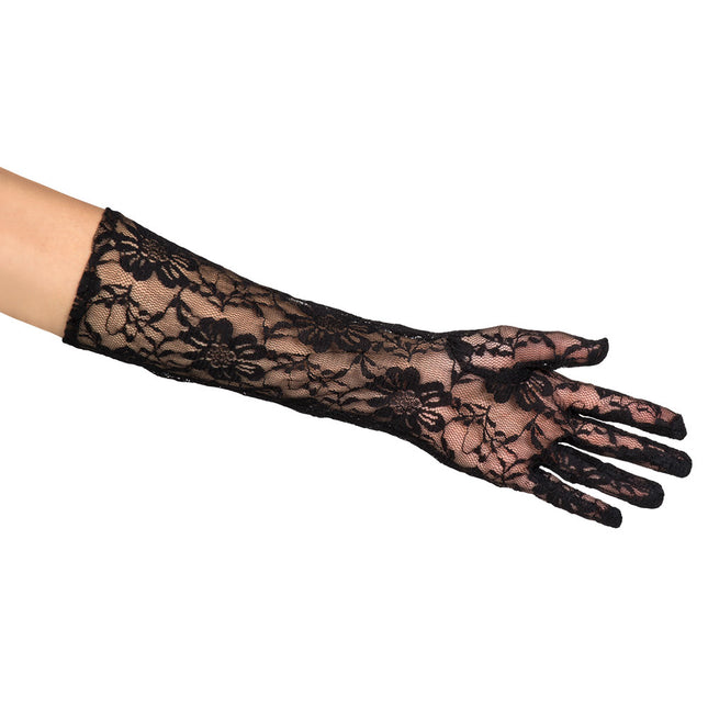 Gants Longs Dentelle Noir