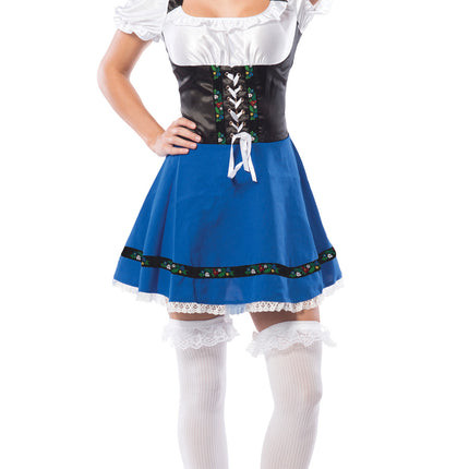 Robe Dirndl Oktoberfest Bleu Blanc Noeud