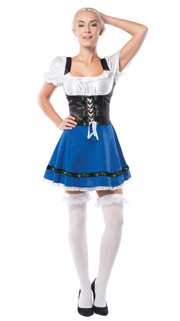 Robe Dirndl Oktoberfest Bleu Blanc Noeud