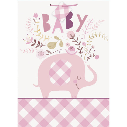 Sac cadeau bébé éléphant rose