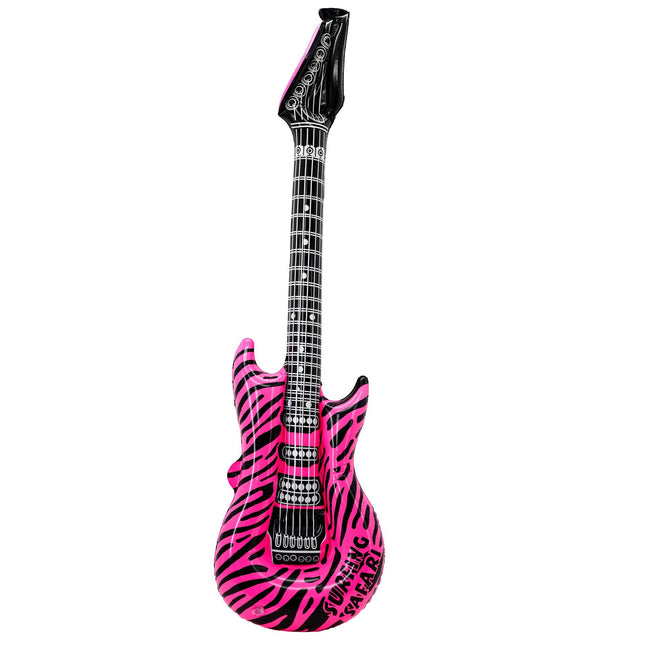 Fausse guitare zébrée rose gonflable 1.05m