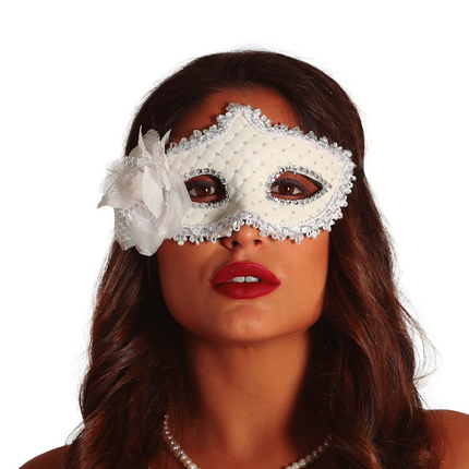 Masque à fleurs blanc