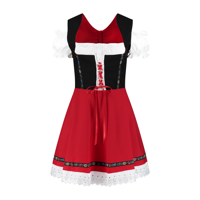 Robe Dirndl Oktoberfest Noir Rouge Dames