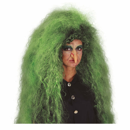 Perruque noire verte cheveux longs