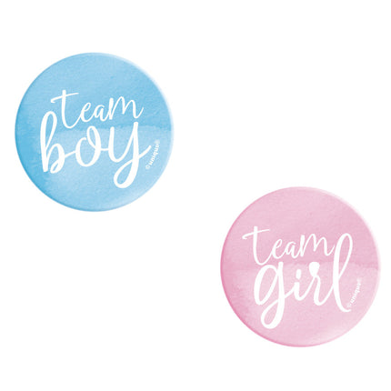 Boutons de révélation du sexe Team Boy et Team Girl 3cm 10pcs